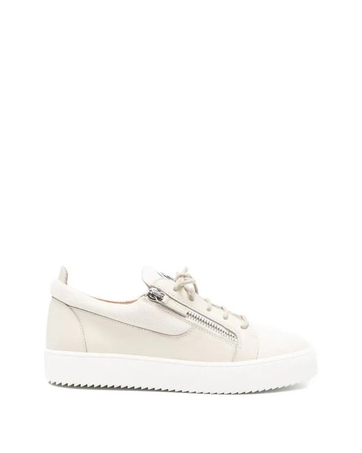 Giuseppe Zanotti White Frankie Zip-Up Lace-Up Sneakers for men