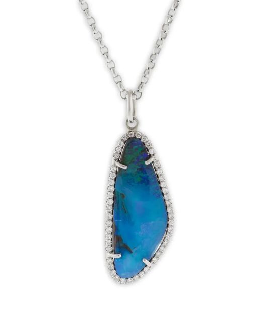 Irene Neuwirth Blue 18K Boulder Opal And Diiamond Pendant