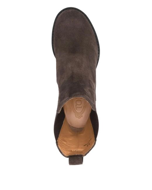 Tod's ブロックヒール スエードブーツ 80mm Brown