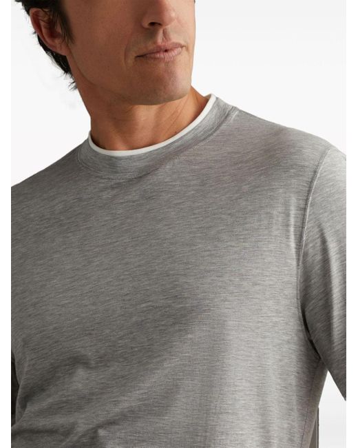 Brunello Cucinelli Gray Layered Crew-Neck T-Shirt for men