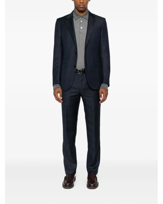 Zegna Gray Long-Sleeve Polo Shirt for men