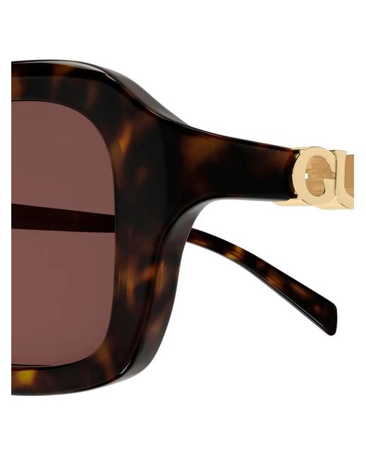 Gucci Brown Rectangle-Frame Sunglasses