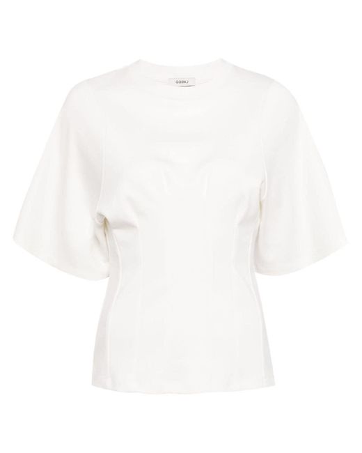 Goen.J White Ruched-detailing Cotton T-shirt