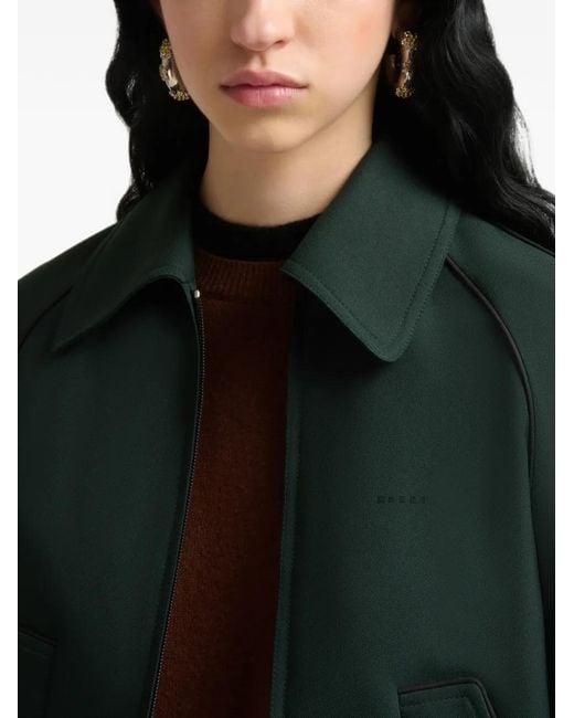 Marni Green Piping-Detail Raglan-Sleeve Jacket