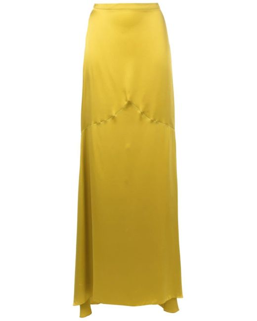 Adriana Degreas Yellow High-waist Silk Skirt