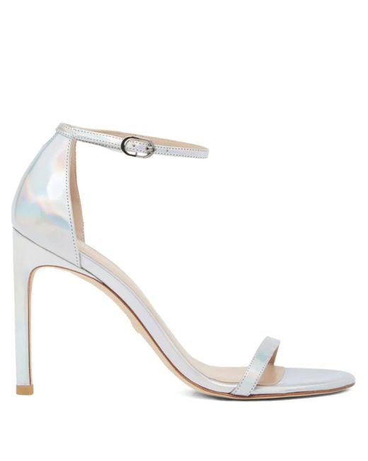 Stuart Weitzman White 105Mm Iridescent-Effect Sandals