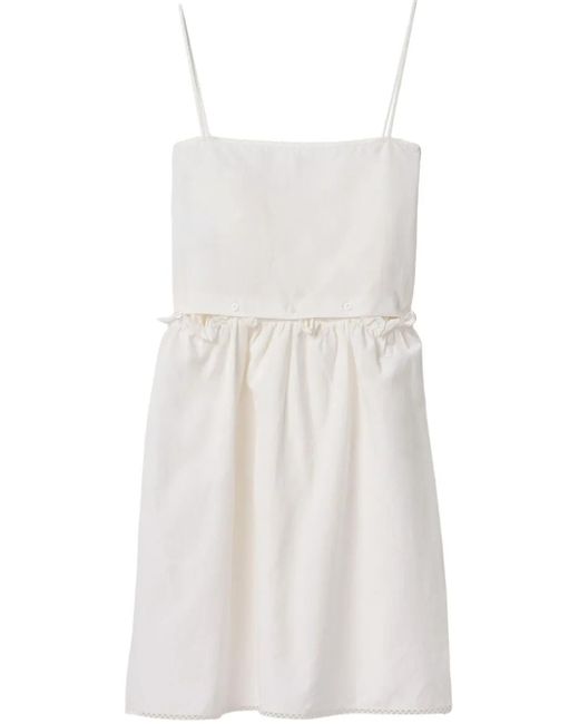 Miu Miu White Kleid mit Logo-Print