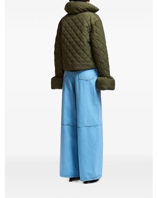 Essentiel Antwerp Green Zip-Up Quilted Jacket