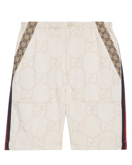 Gucci Cotton Maxi GG Shorts in Natural for Men | Lyst UK