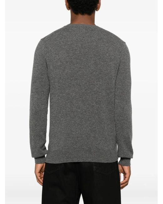 COMME DES GARÇONS PLAY Gray Heart-Emblem V-Neck Sweater