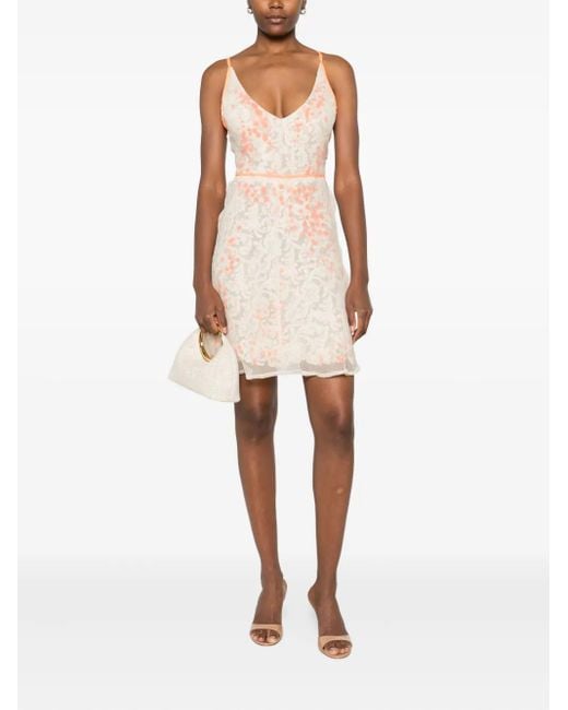 Gemy Maalouf Natural Lace-Pattern Mini Dress