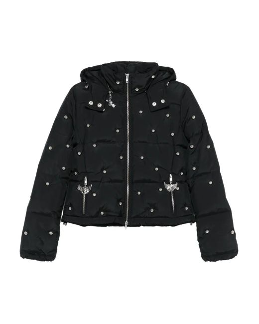 Chopova Lowena Black Fallout Hooded Studded Puffer Jacket