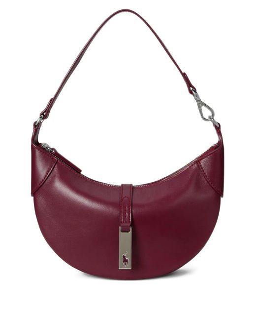 Polo Ralph Lauren Purple Polo Id Leather Shoulder Bag