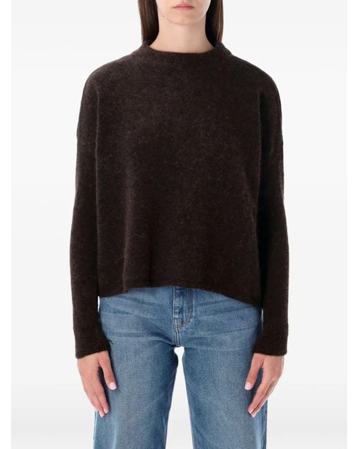 Sessun Black Brushed Crew-Neck Sweater