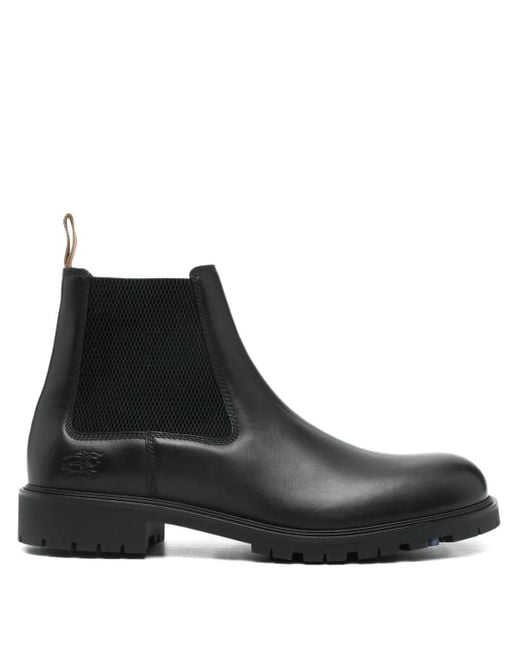 Elastic-panel leather boots Burberry de hombre de color Black