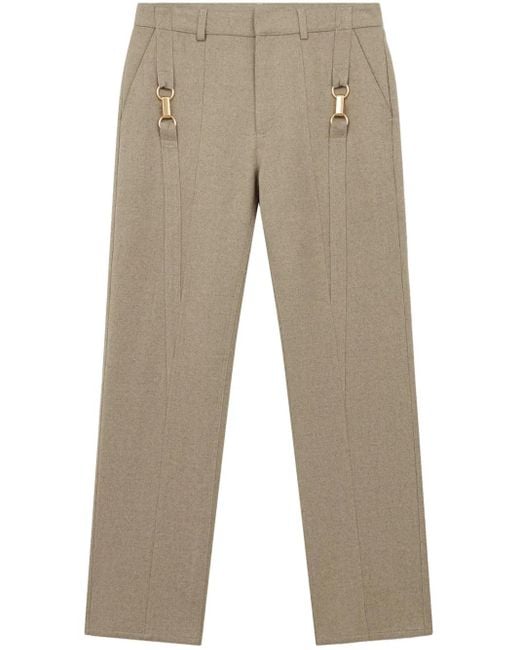 Stella McCartney Natural Hardware-Detail Flannel Wool Trousers