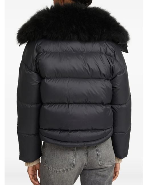 Yves Salomon Black Lambsherling-Trim Puffer Jacket