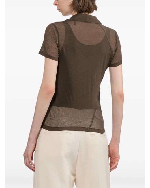 Helmut Lang Brown Sheer-Panel Top
