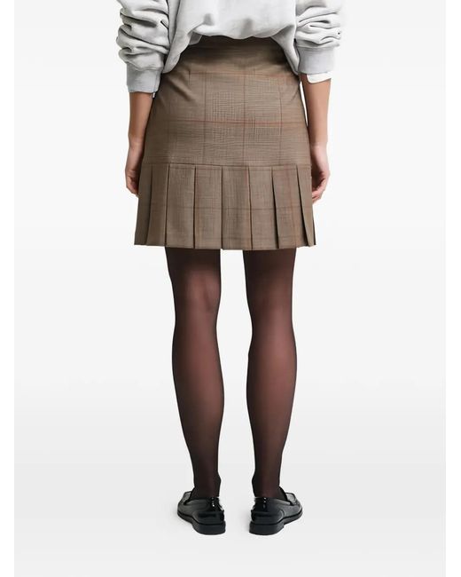 Gant Natural Checked Pleated Mini Skirt