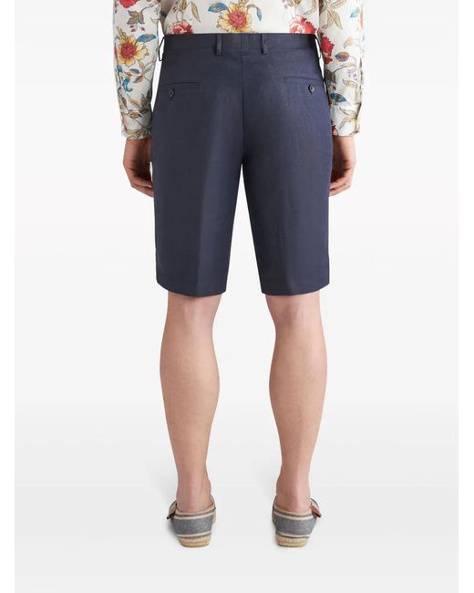 Etro Blue Bermuda Shorts With Pleats for men