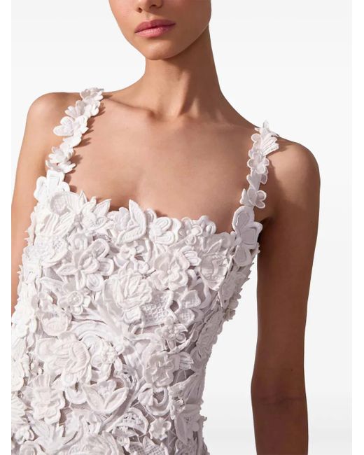 Abito Midi Con Ricamo di Carolina Herrera in White