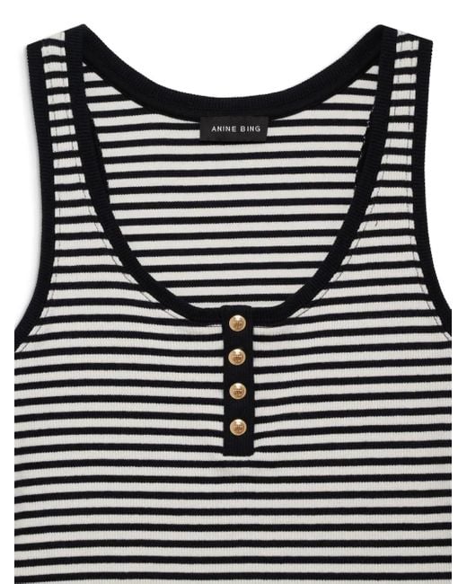 Anine Bing Black Alessia Natural Striped Tank Top