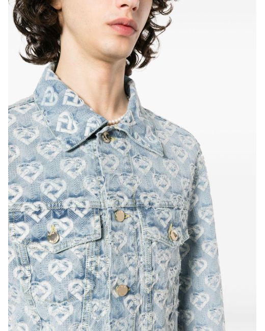 Casablancabrand Blue Jaquard Denim Jacket for men