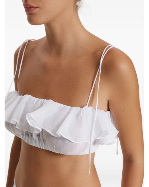 Pink White Top Mit Rüschen