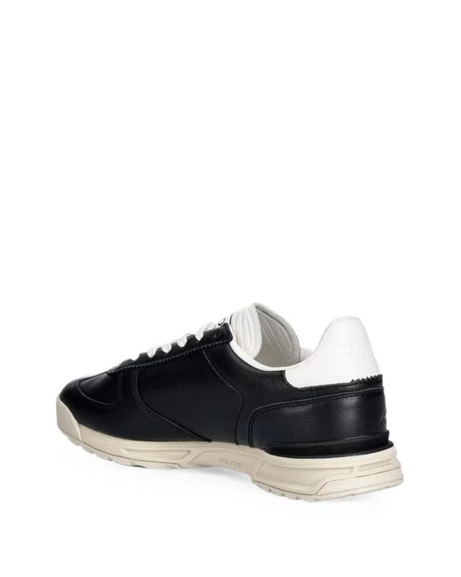 Polo Ralph Lauren Black Varick Logo-Debossed Leather Sneakers for men