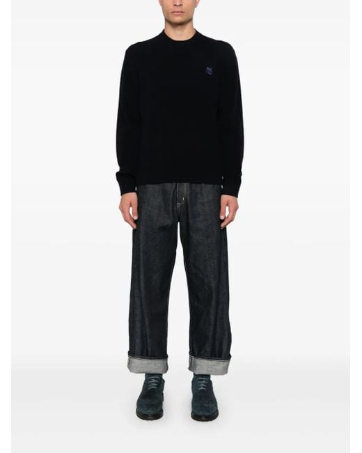 Maison Kitsuné Black Chillax Fox Wool Jumper for men