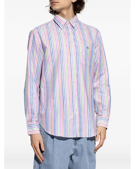 Etro Purple Striped Logo Shirt for men