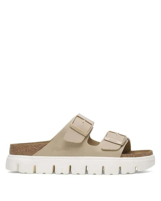 Birkenstock White Arizona Double-Buckle Slide Sandals