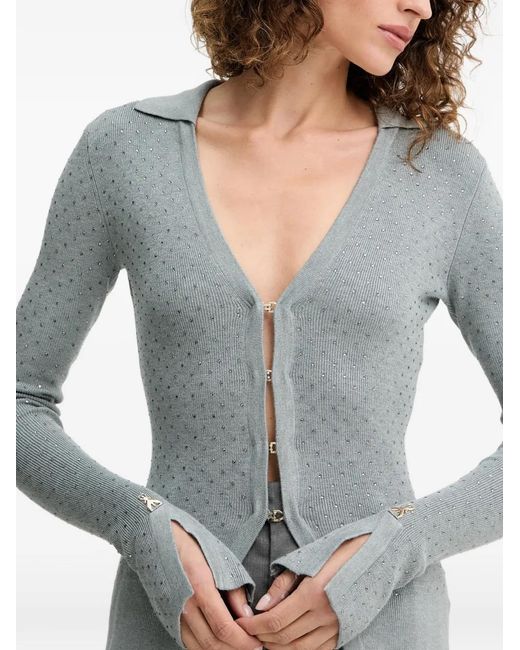 Patrizia Pepe Gray V-Neck Split-Cuff Cardigan
