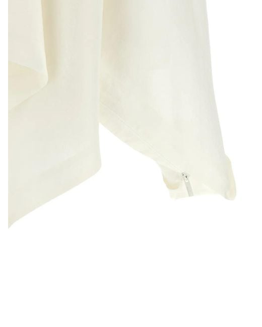 Issey Miyake White All Squares Asymmetrical Draped Blouse