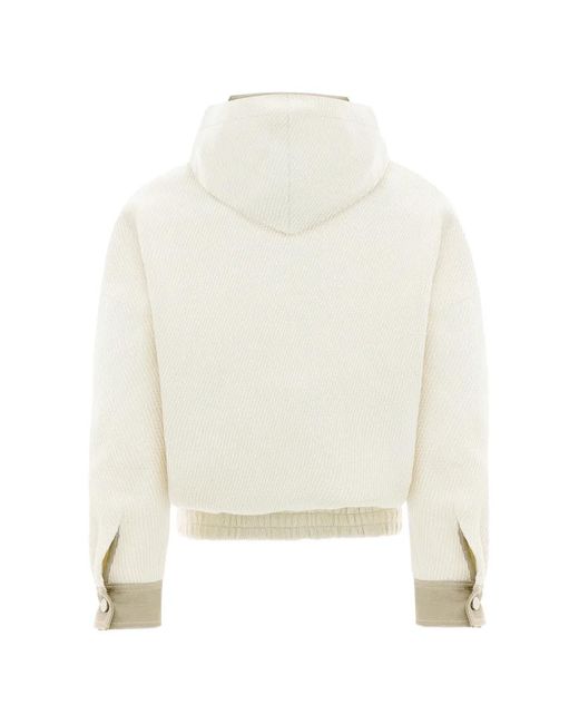 ANNAFOXY White Veste Bomber Nuage Du Matin À Capuche