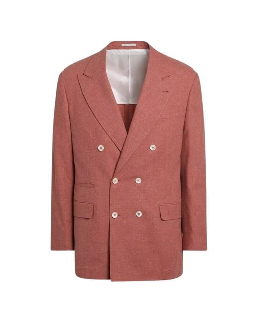 Brunello Cucinelli Pink Double-Breasted Suit-Type Jacket for men