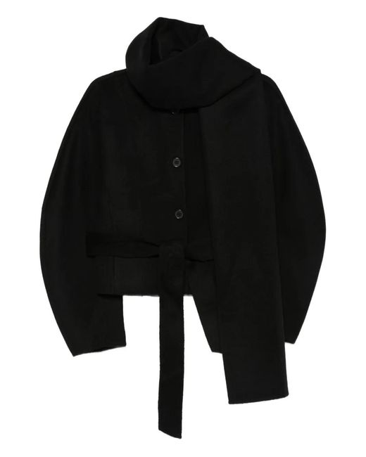 P.A.R.O.S.H. Black Button-Fastening Belted Jacket