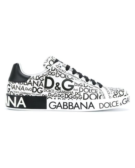 Dolce & Gabbana Logo Print Portofino Sneakers in Black for Men | Lyst Canada
