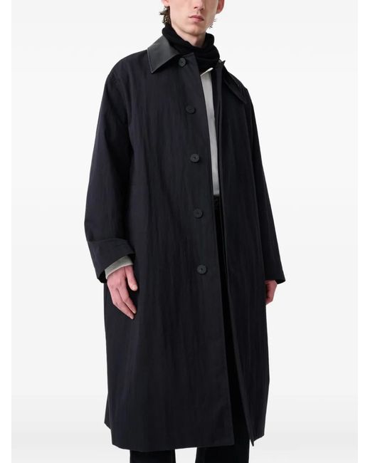 Studio Nicholson Blue Leather-Collar Trench Coat for men