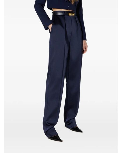 Elisabetta Franchi Blue Stretch Satin Trousers