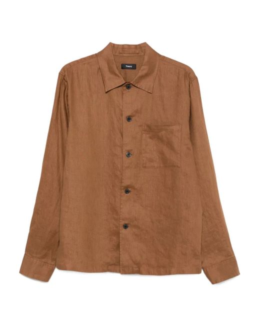 Camicia di Theory in Brown da Uomo