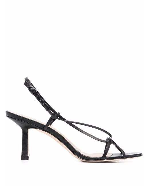 STUDIO AMELIA Leather Twisted Thin Strap Sandals in Black - Lyst