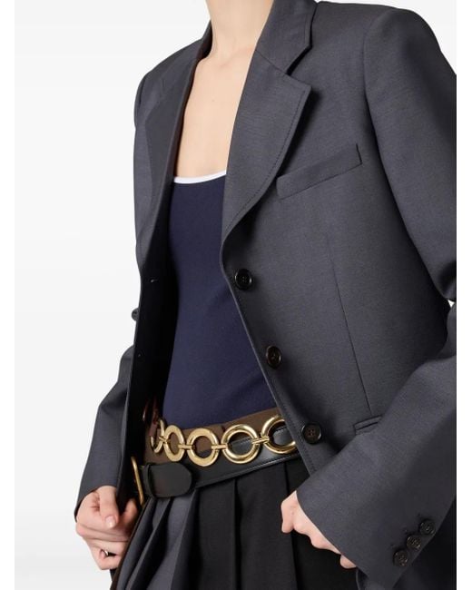 Miu Miu Black Mohair-Blend Single-Breasted Blazer