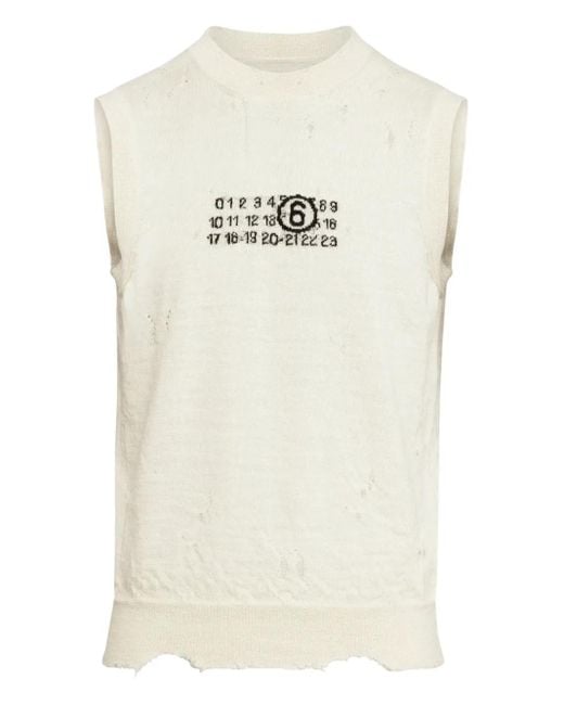 MM6 by Maison Martin Margiela Gray Distressed Sleeveless Top for men
