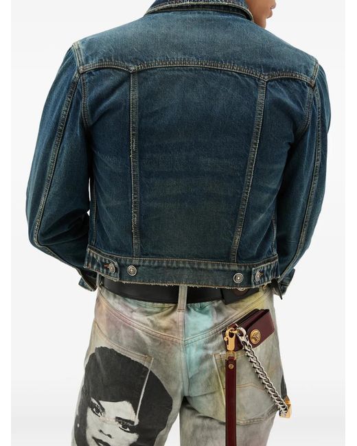 Versace Blue Button Denim Jacket for men