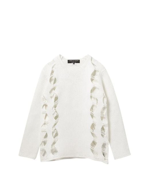 Comme des Garçons White Ripped Jumper for men