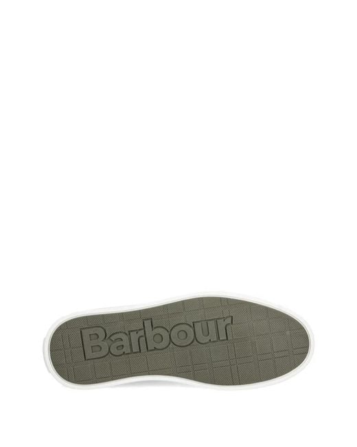 Barbour White Stannington Logo-Patch Sneakers for men