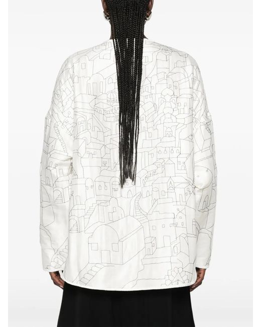 Mii White Diti Embroidered Collarless Jacket