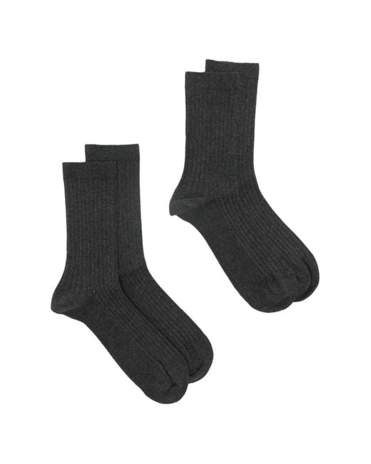 Totême Black Ribbed Crew Socks (Set Of Two)