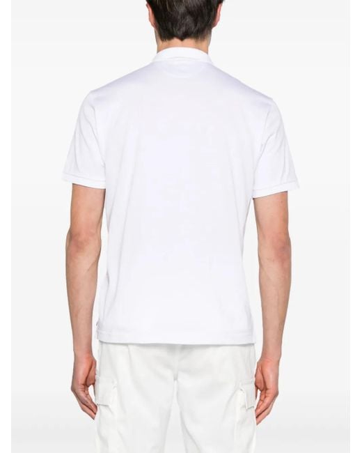 Eleventy White Fine-Knit Cotton Polo Shirt for men